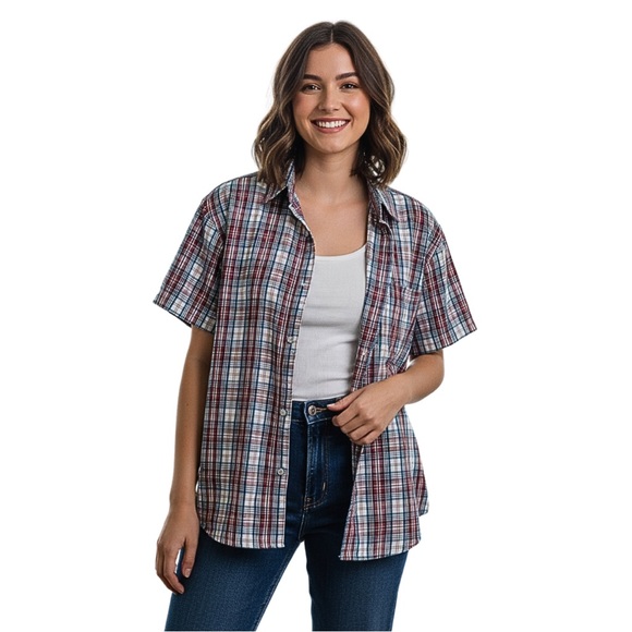 Woolrich Plaid Short Sleeve Button Shirt Size Medium - Picture 1 of 11